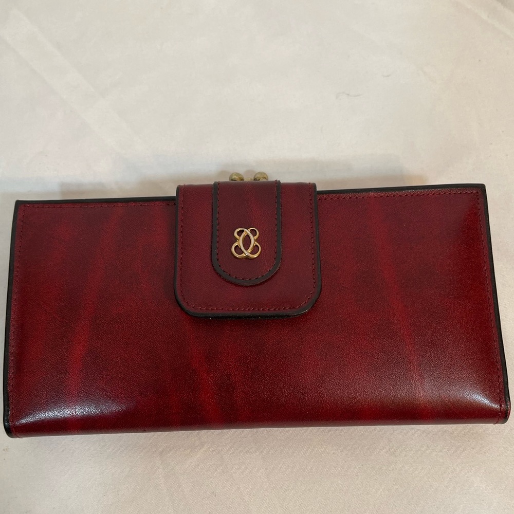 Vintage Di Lido Clutch Wallet Check Book Coin Glove Cowhide Leather  Maroon New